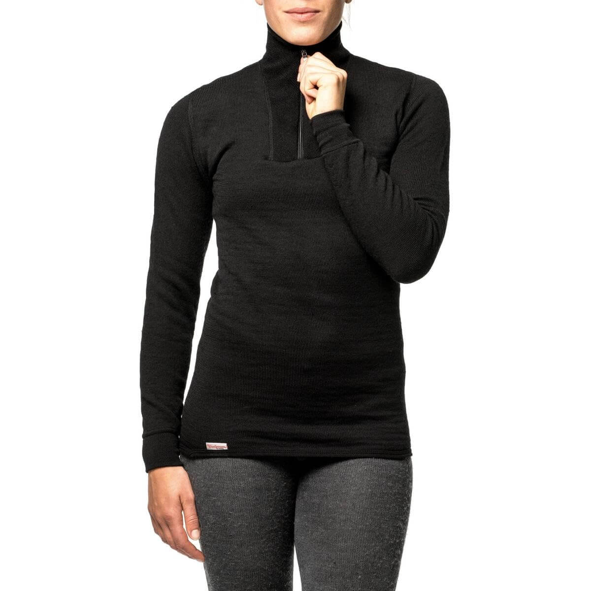 Baselayer – Woolpower – 200 Turtleneck Long Sleeve Zip Shirt Men – S – Schwarz – Woolpower