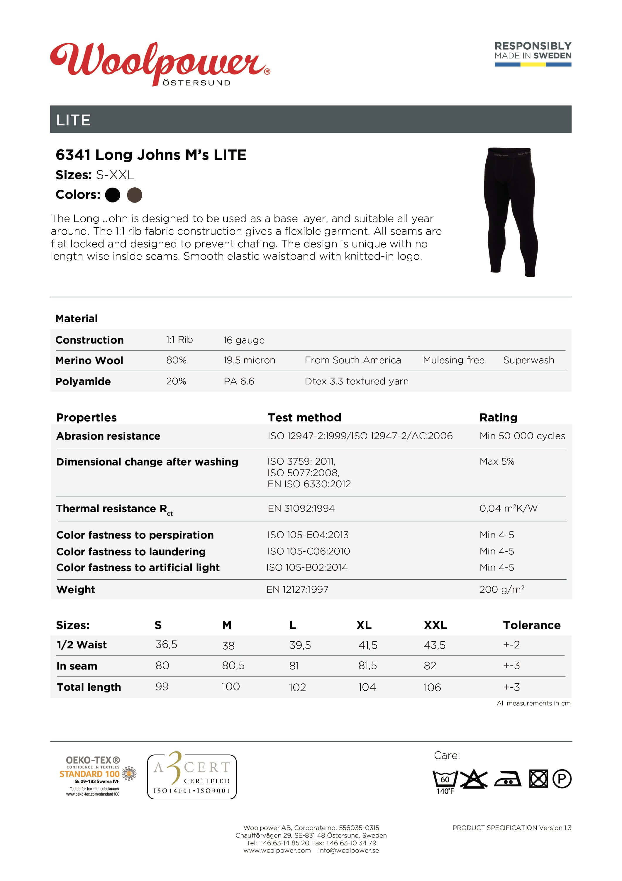 Die Woolpower Long Johns M's LITE, ideal für alle Männer die Aktiv unterwegs sind, erhältlich im Outdoor Online Shop FluxPerfect