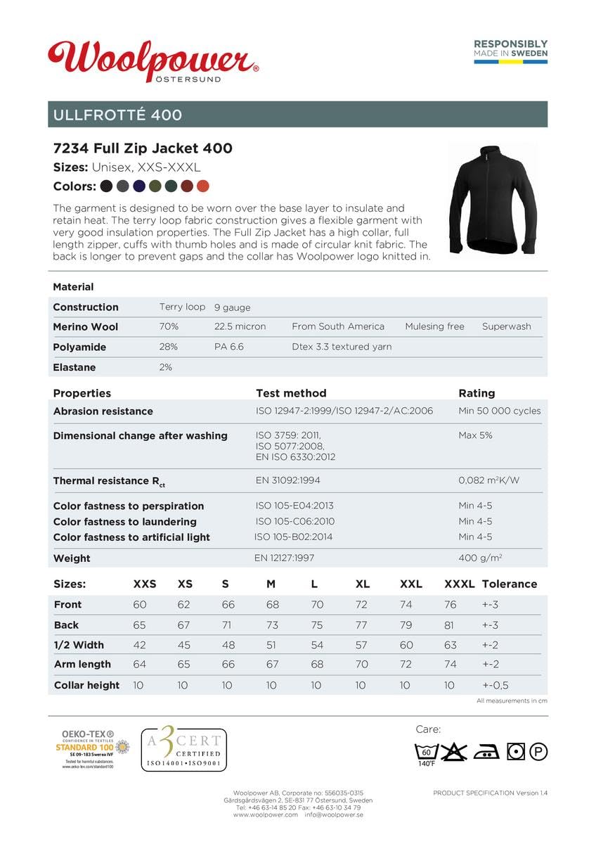 Fleecejacke – Woolpower – Full Zip Jacket 400