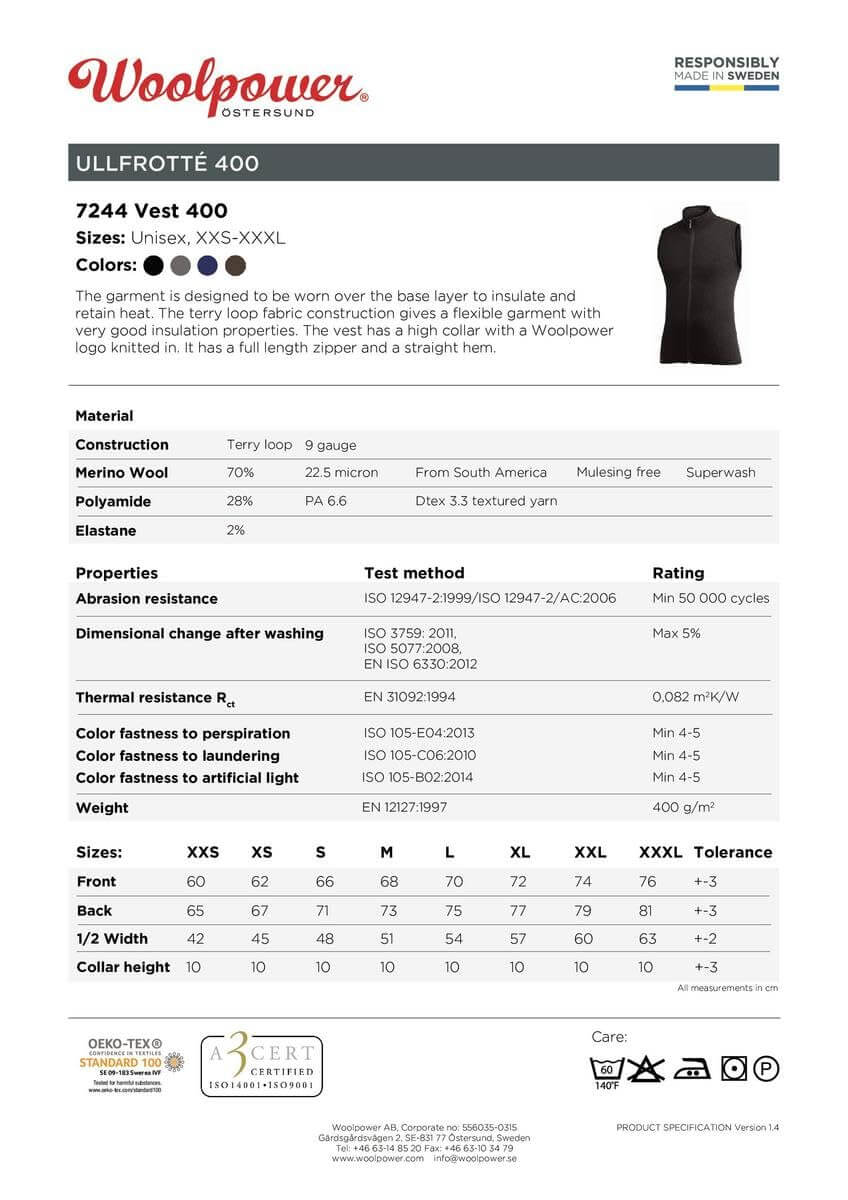 Woolpower Vest 400 - Outdoor Shop FluxPerfect