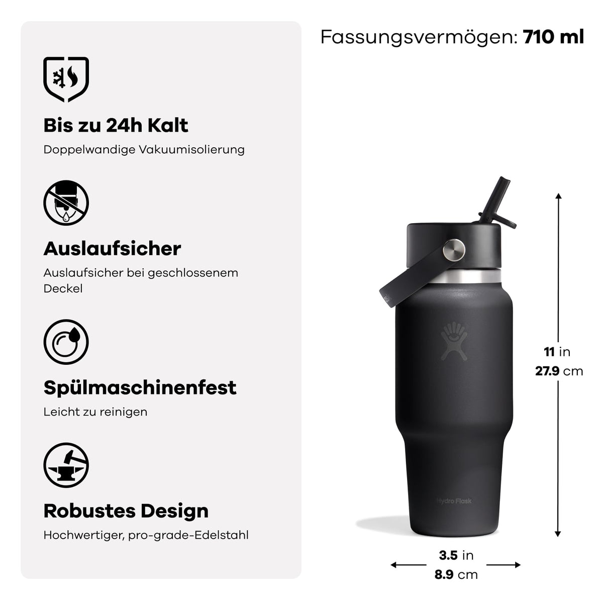 Trinkflasche – Hydro Flask – Wide Flex Straw Travel Bottle