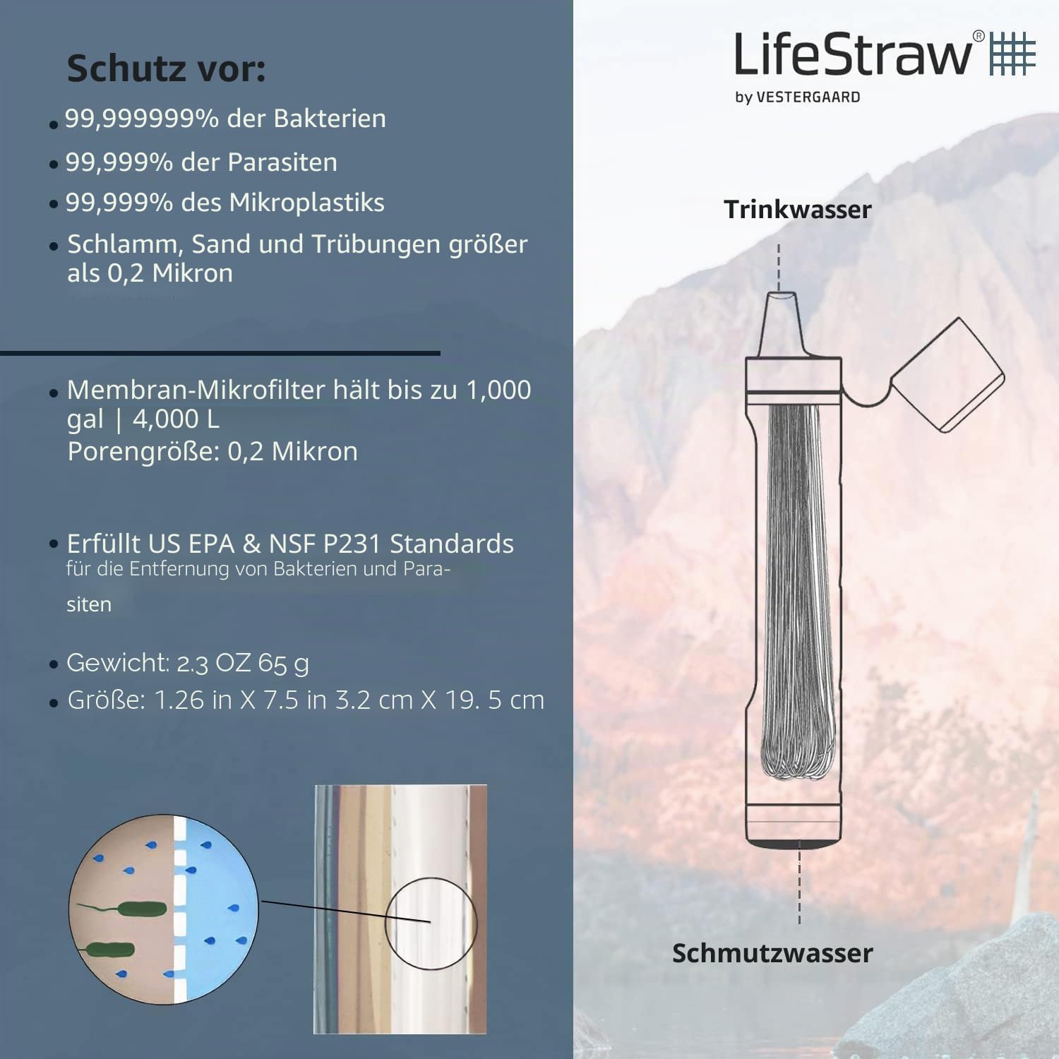 Wasserfilter-Strohhalm – LifeStraw – Peak Series