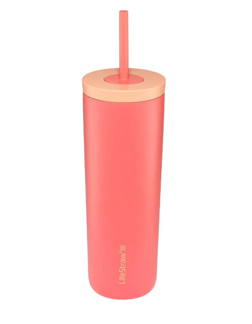 Der LifeStraw Tumbler in der Farbe Apricot - der weltweit erste Trinkbecher mit Filterstrohhalm erhältlich im Outdoor Online Shop FluxPerfect