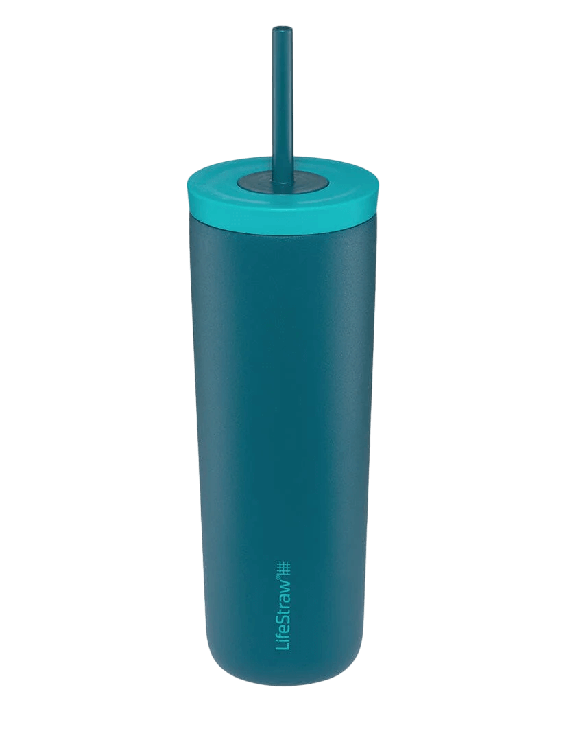 Der LifeStraw Tumbler in der Farbe Laguna Teal - der weltweit erste Trinkbecher mit Filterstrohhalm erhältlich im Outdoor Online Shop FluxPerfect