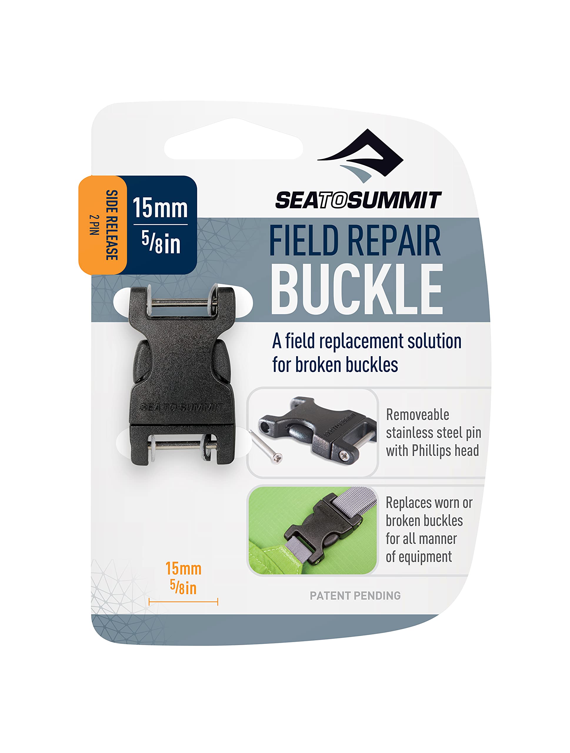 Hier sieht man die Original Verpackung der Sea to Summit Field Repair Buckle in der 15mm Variante