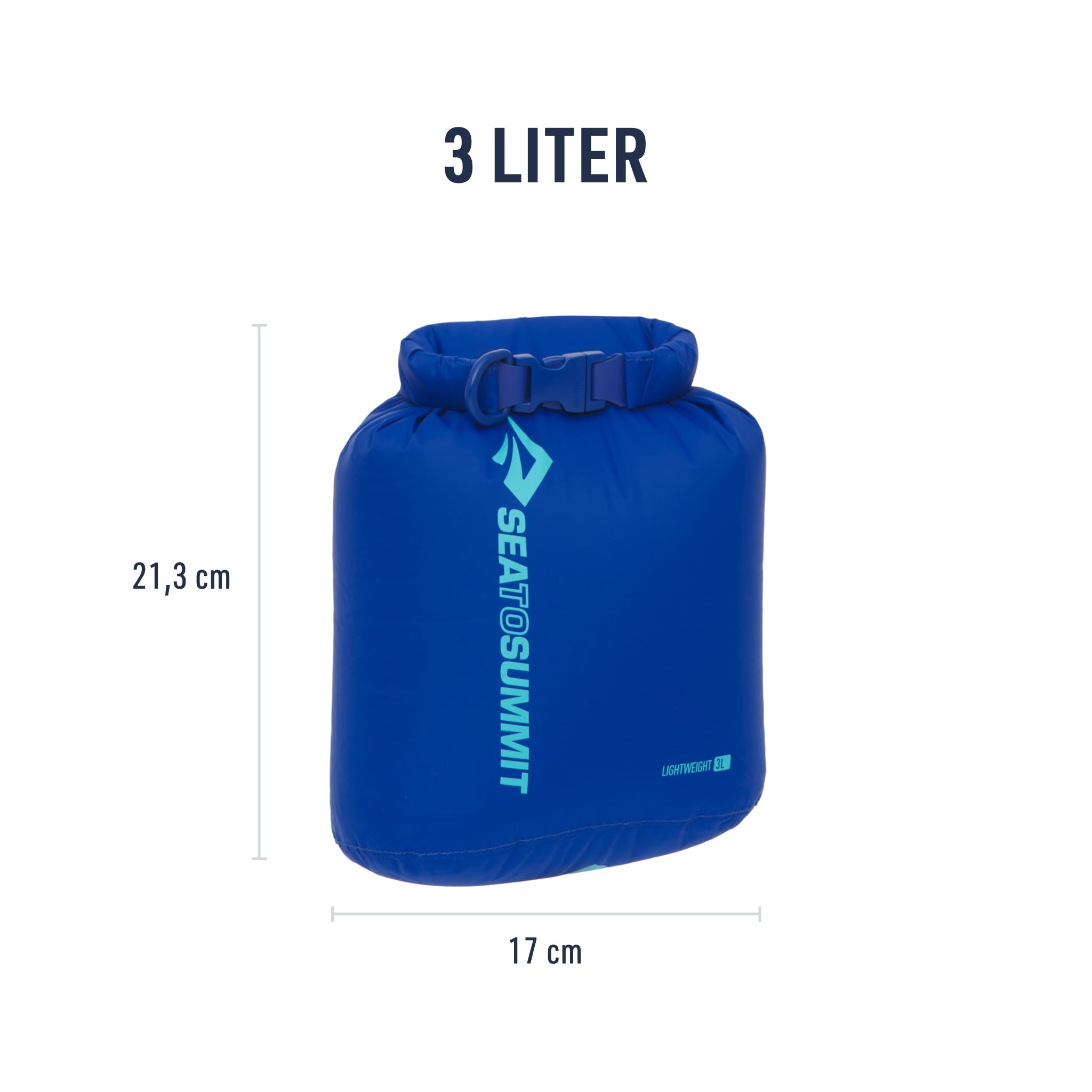 Die Sea to Summit Dry Bag in der Farbe Surf Blue und in der Ausführung mit 3 Liter