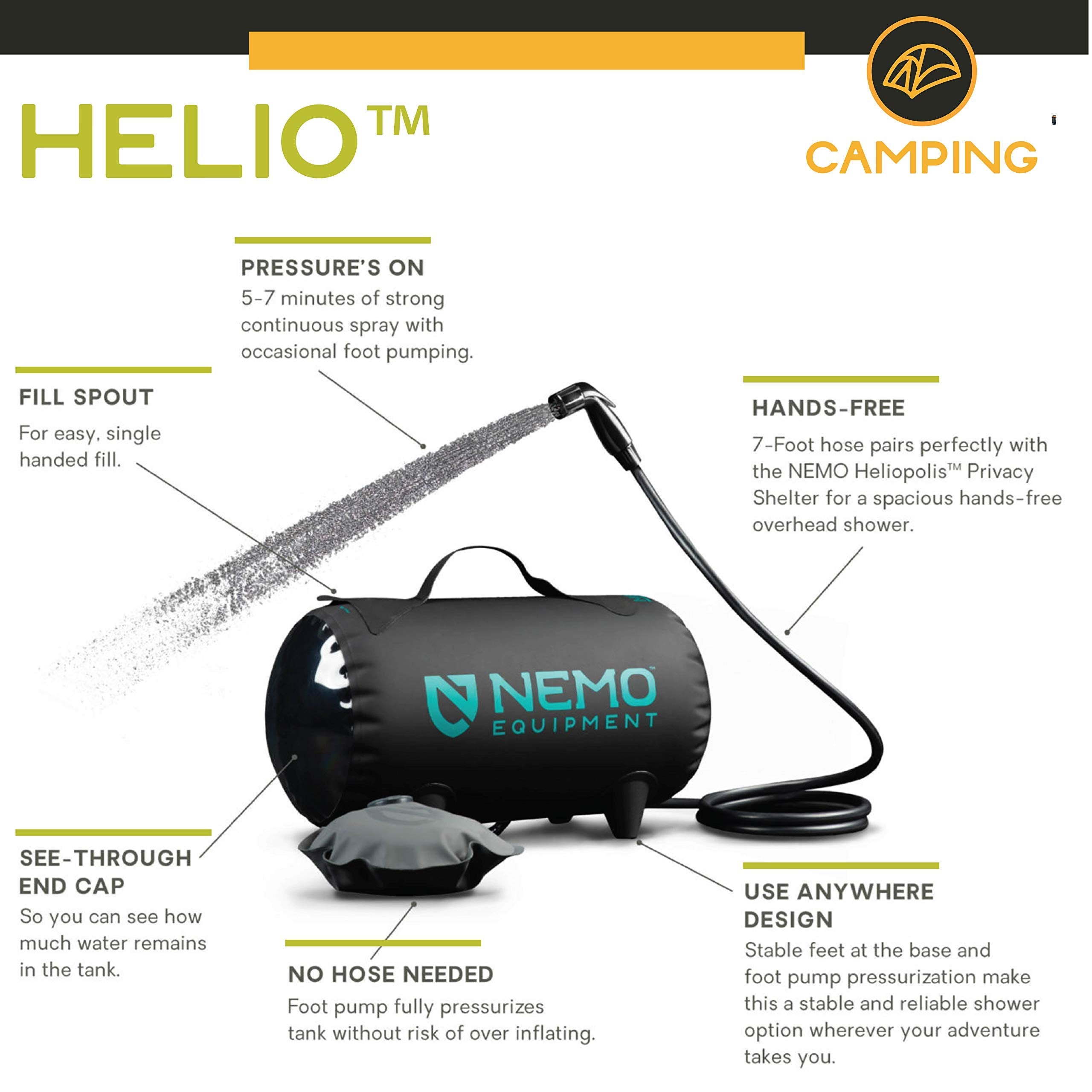 Nemo Helio Tragbare Camping-Dusche 11Liter